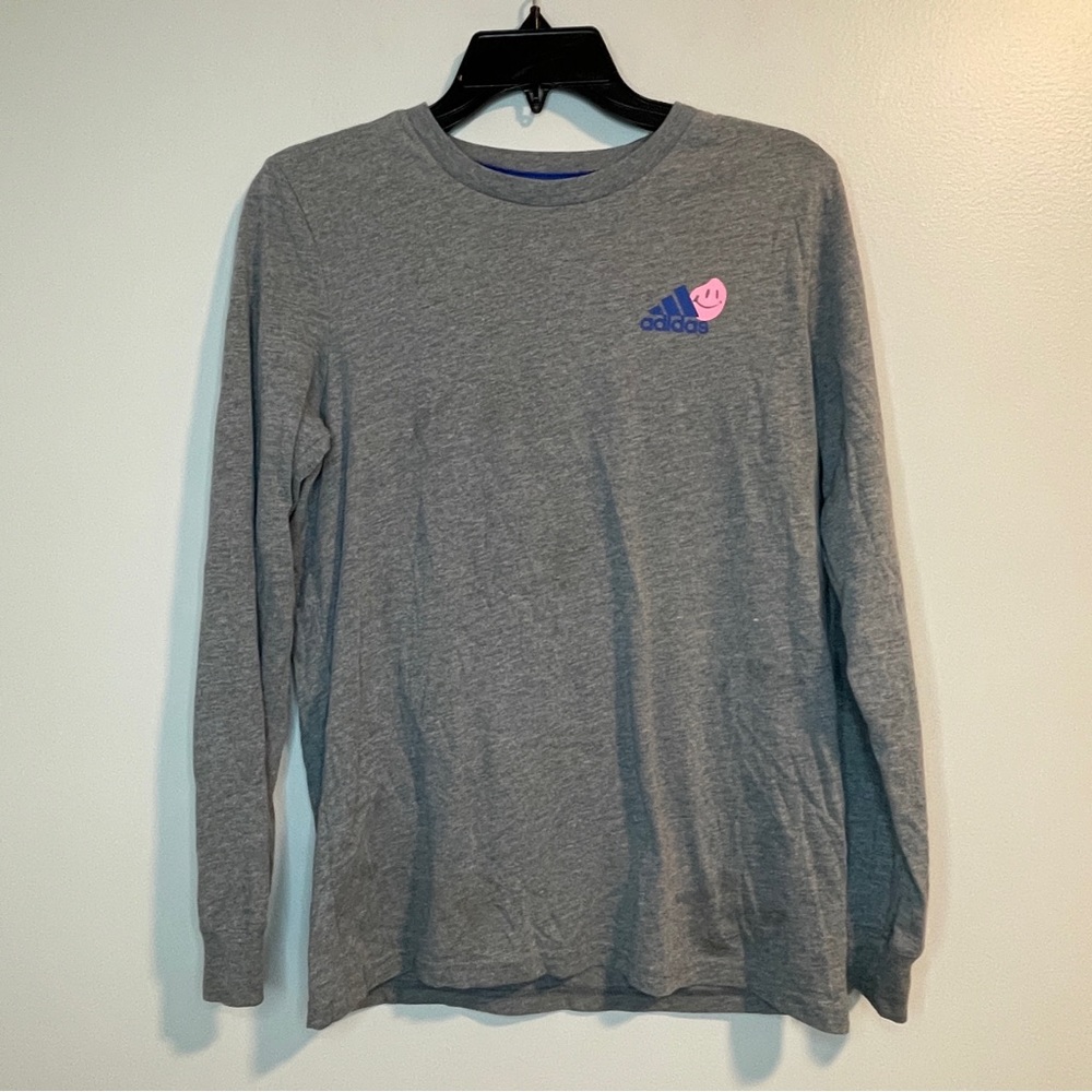 Adidas Logo Grey LS Tshirt Size L 14/16